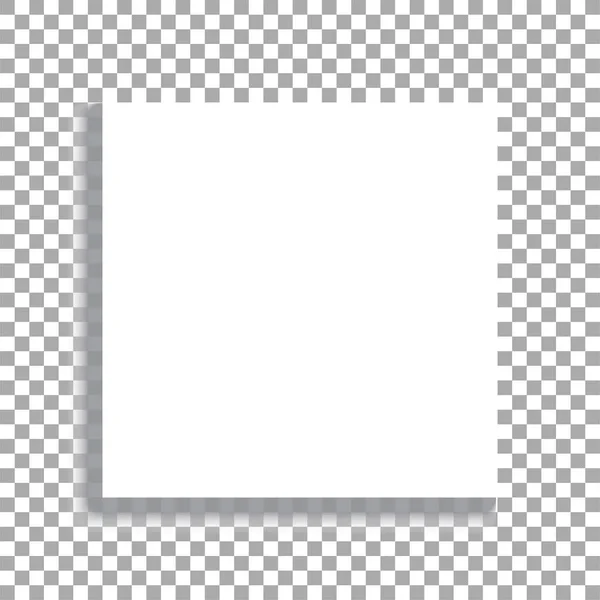 透明な背景に影で現実的な正方形の白いシート 影で現実的な空の紙メモ — ストックベクタ