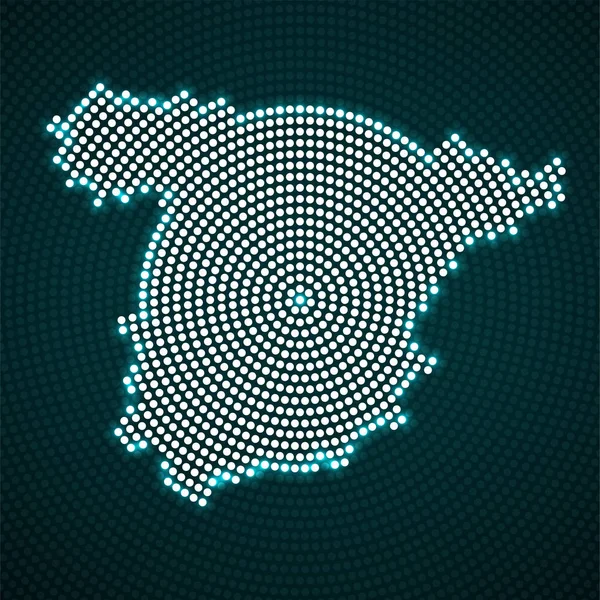 Abstrato Espanha Mapa Pontos Radiais Brilhantes —  Vetores de Stock