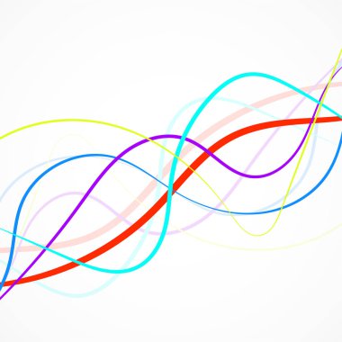 Çizgi, eğri çizgiler soyut renkli dalgası. Vektör