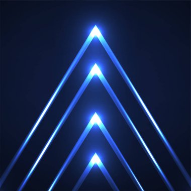 Parlak çizgiler ile soyut neon üçgenler. Vektör