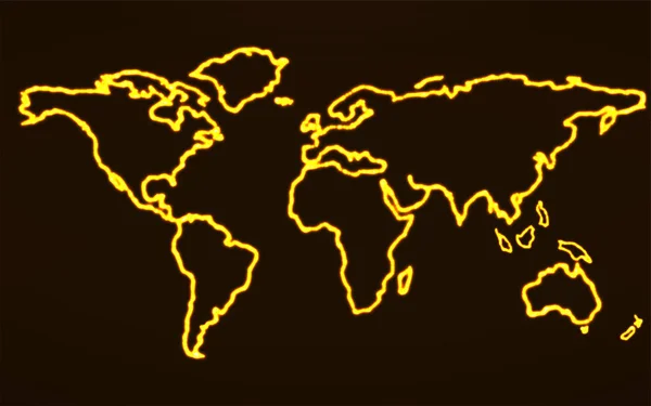 Carte du monde abstraite avec contour lumineux. Vecteur — Image vectorielle