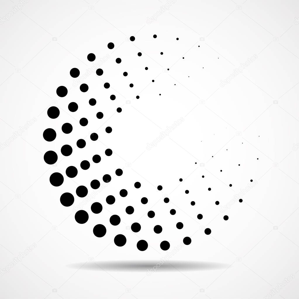 Abstract dotted circles. Dots in circular form. Halftone effect