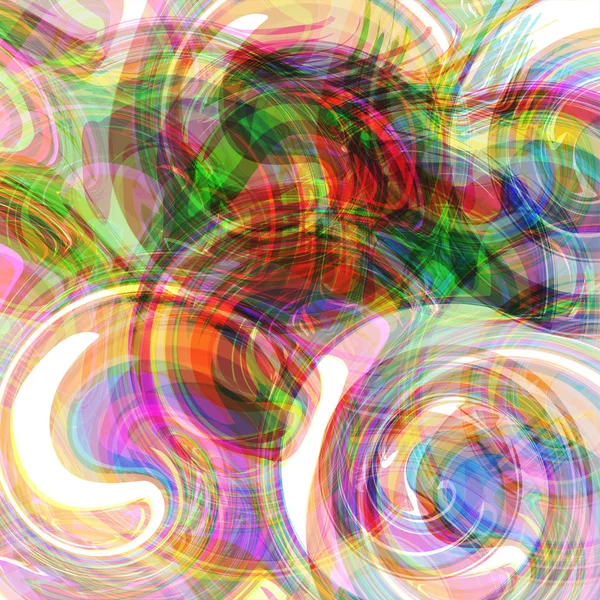 Spirales futuristes abstraites d'ondes colorées, fond multicolore lumineux — Image vectorielle