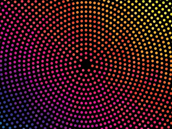 Абстрактный цветной пунктирный фон. Половинчатый радиальный узор — стоковый вектор