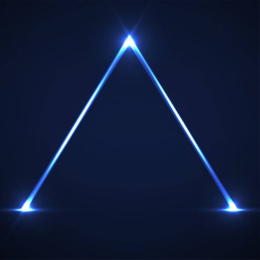 Parlayan hatları ile soyut neon piramit. Vektör tasarım öğesi