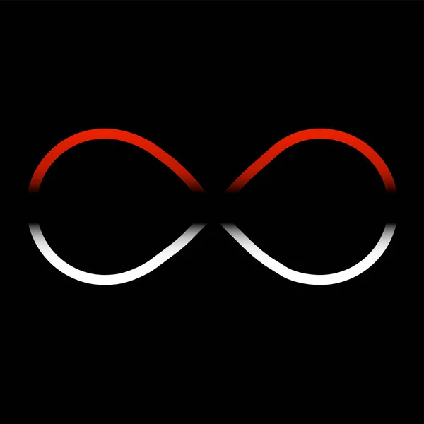 抽象的な無限大のシンボル、白と赤の色 — ストックベクタ