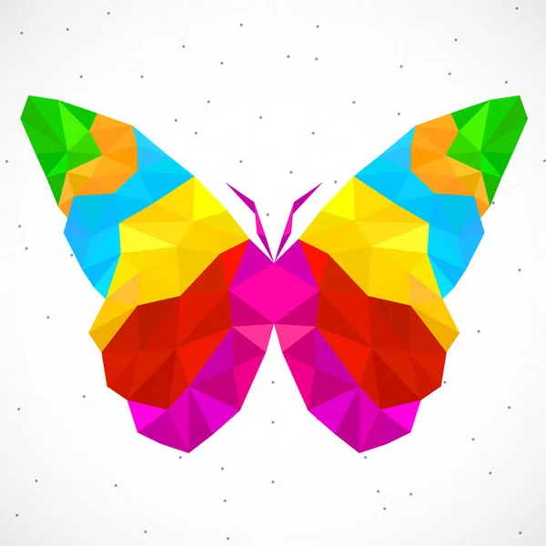 Papillon abstrait de triangles colorés, structure géométrique polygonale — Image vectorielle