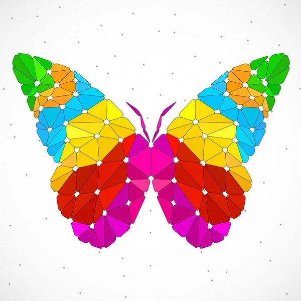 Papillon abstrait de triangles colorés, structure géométrique polygonale — Image vectorielle