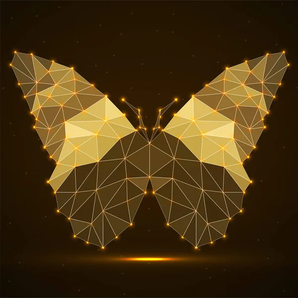 Papillon abstrait de triangles colorés, structure géométrique polygonale éclatante. Conception vectorielle — Image vectorielle