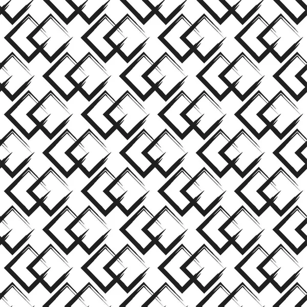 Abstraktes nahtloses Muster mit geometrischer Form des Grunge-Pinsels. moderne Schwarz-Weiß-Textur — Stockvektor