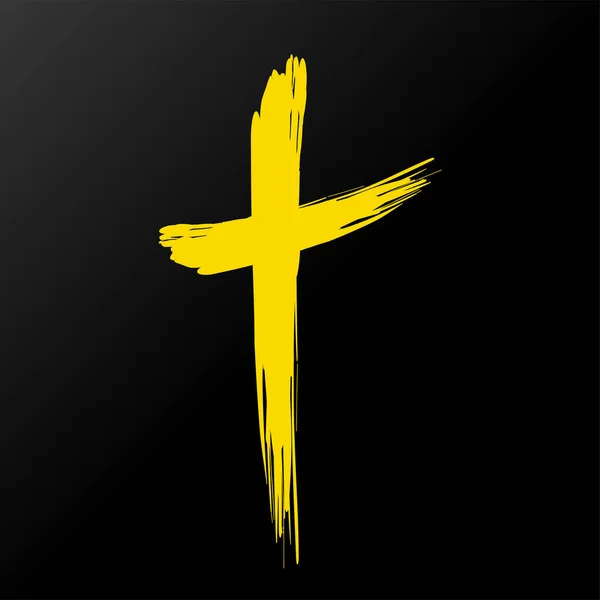 Cruz dibujada a mano, cruz grunge, símbolo cristiano — Vector de stock
