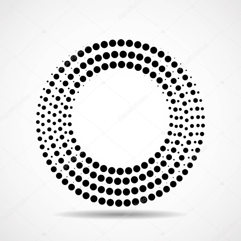 Abstract dotted circles. Dots in circular form. Halftone effect