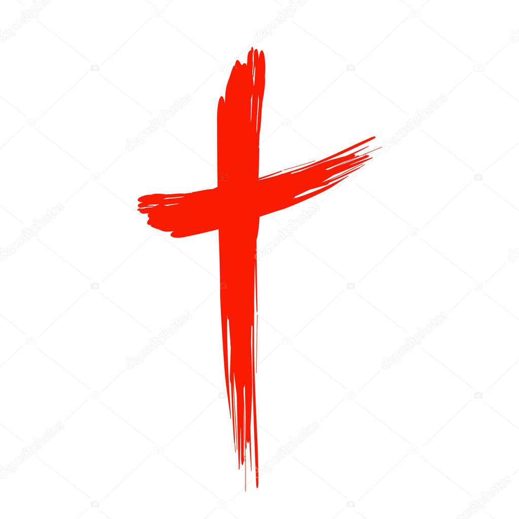 Hand drawn cross, grunge cross, christian symbol