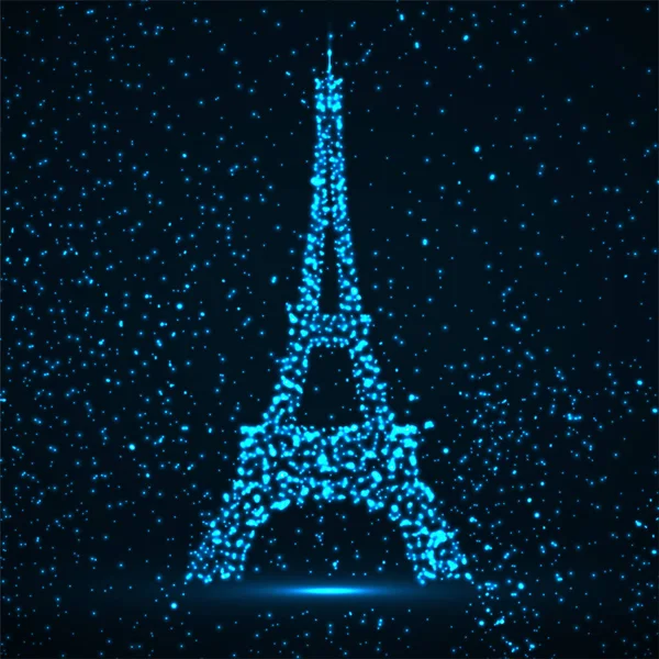 빛나는 입자의 추상 에펠 타워입니다. 벡터 — 스톡 벡터