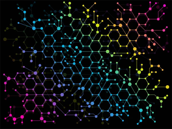 Estrutura molecular hexagonal do ADN. Fundo geométrico abstracto — Vetor de Stock