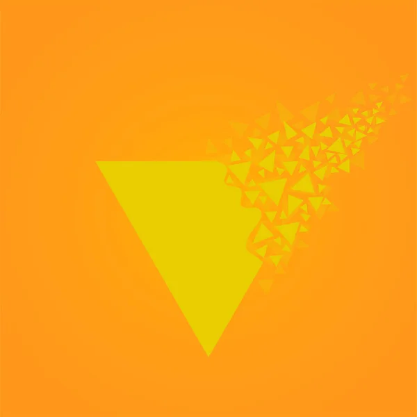 Triángulo abstracto con explosión en pequeñas astillas, forma geométrica — Vector de stock