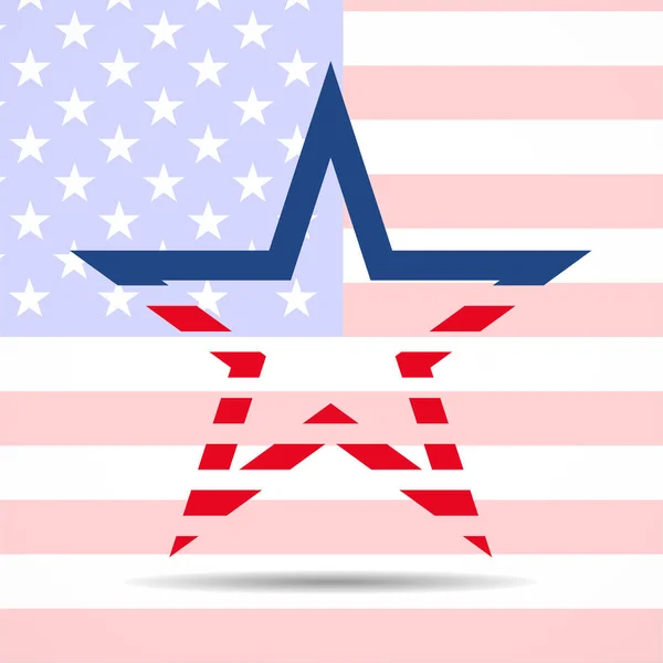 Vlajka USA ve tvaru hvězdy Americká hvězda. Vektorové — Stockový vektor