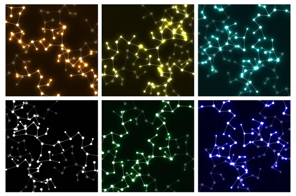 Ensemble de structure moléculaire néon de l'ADN, fond lumineux abstrait — Image vectorielle