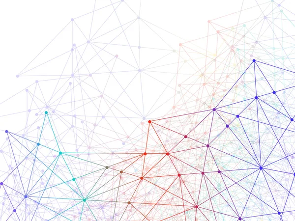 Fundo geométrico abstrato com pontos de conexão e linhas. Conceito de tecnologia moderna. Estrutura poligonal colorida —  Vetores de Stock