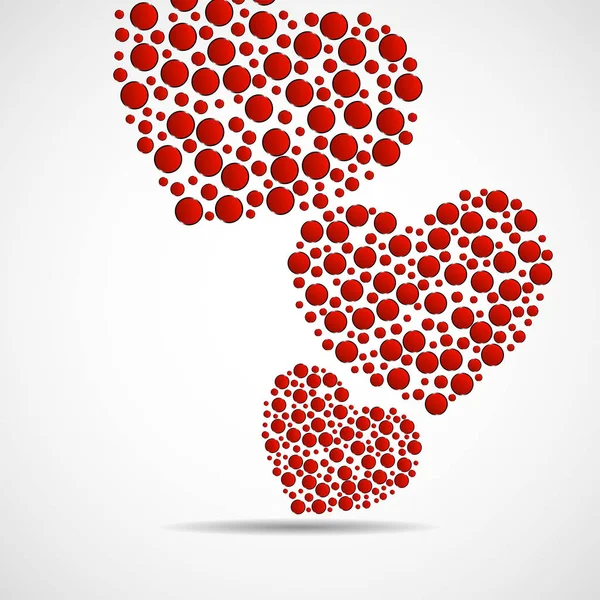 Abstract hearts of red circles. Valentines Day symbol. Vector — Stock Vector