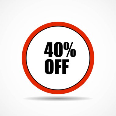 40 üzde kapalı. Daire şekli, reklam pazarlama satış, indirim ve benzersiz bir teklif satış etiketi sembolü