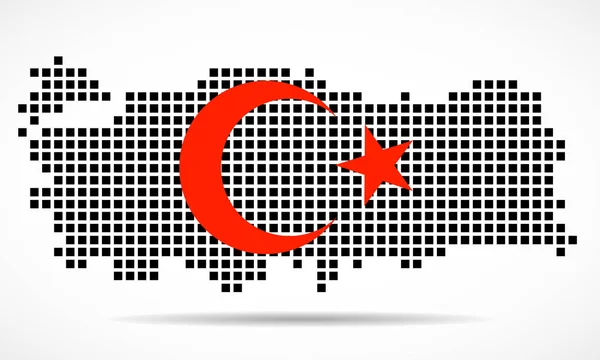 Pixel kort over Tyrkiet med flaget inde – Stock-vektor