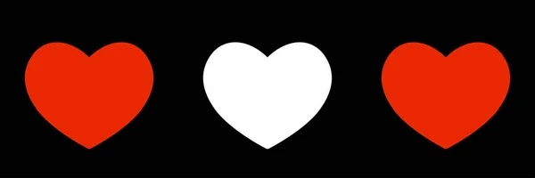 Icono del corazón aislado sobre fondo negro. Conjunto de corazones — Vector de stock