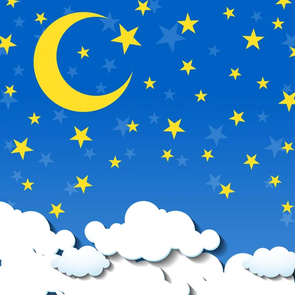 Ay ve yıldızlar gökyüzü arka plan. Bulutlar, ay, yıldızlar