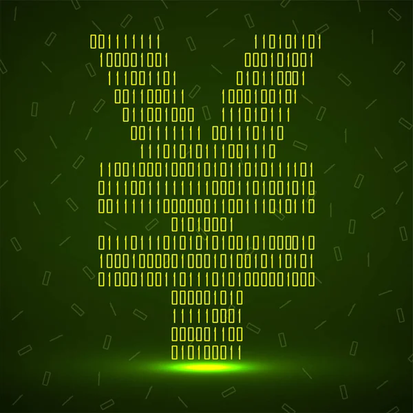 Neon ışık ile ikili kod soyut işareti Yuan — Stok Vektör
