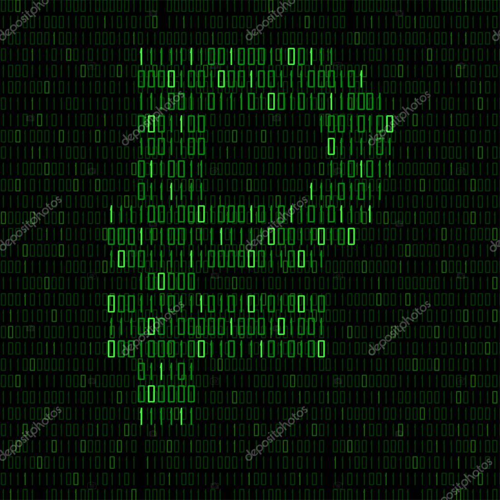 Abstract sign ruble of binary code, technology logo