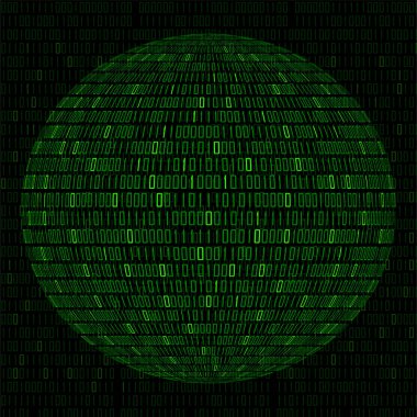 İkili kod, teknoloji topu ile küre vektör illüstrasyon