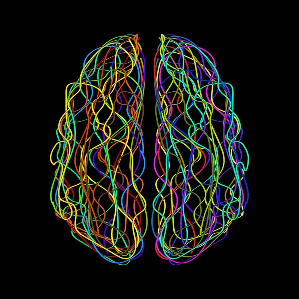 Abstraktní lidský mozek z barevných striplů a čar — Stockový vektor