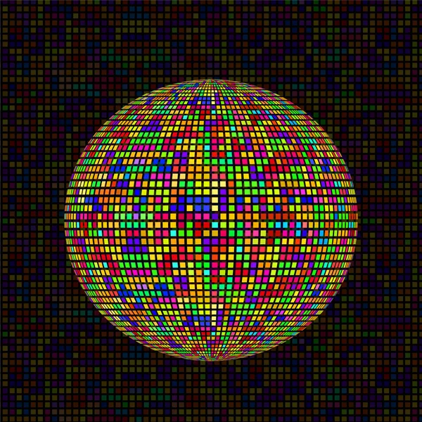 Icône sphérique abstraite de carrés, logo pixelisé demi-teinte — Image vectorielle