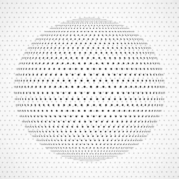 Abstract sphere icon of dots, pixelated halftone logo — Stock Vector