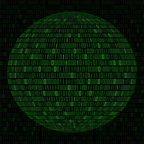 İkili kod, teknoloji topu ile küre vektör illüstrasyon — Stok Vektör