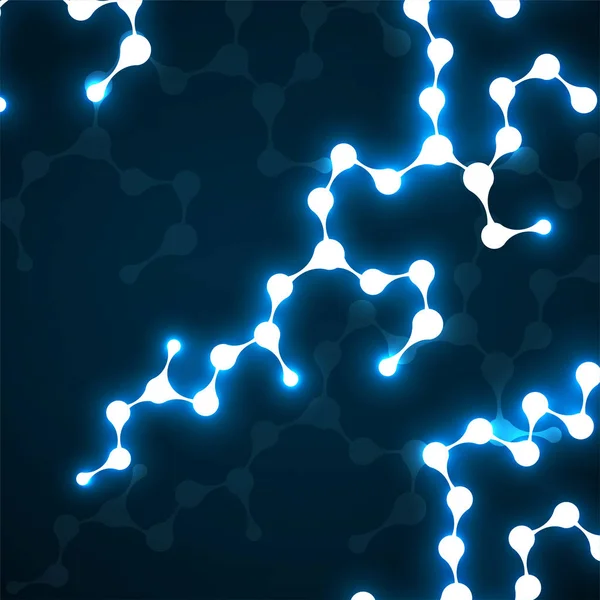Abstracte neon molecuul structuur van Dna, gloeiende achtergrond — Stockvector