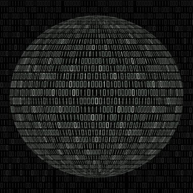 İkili kod, soyut teknoloji topu ile küre vektör illüstrasyon