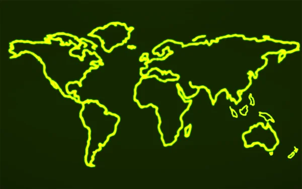 Mapa świata streszczenie z świecące kontur. Wektor — Wektor stockowy