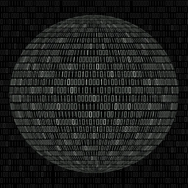 İkili kod, soyut teknoloji topu ile küre vektör illüstrasyon — Stok Vektör