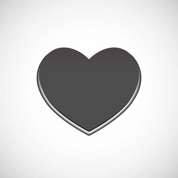 Grande coração cinzento, símbolo de amor. Símbolo vetorial — Vetor de Stock