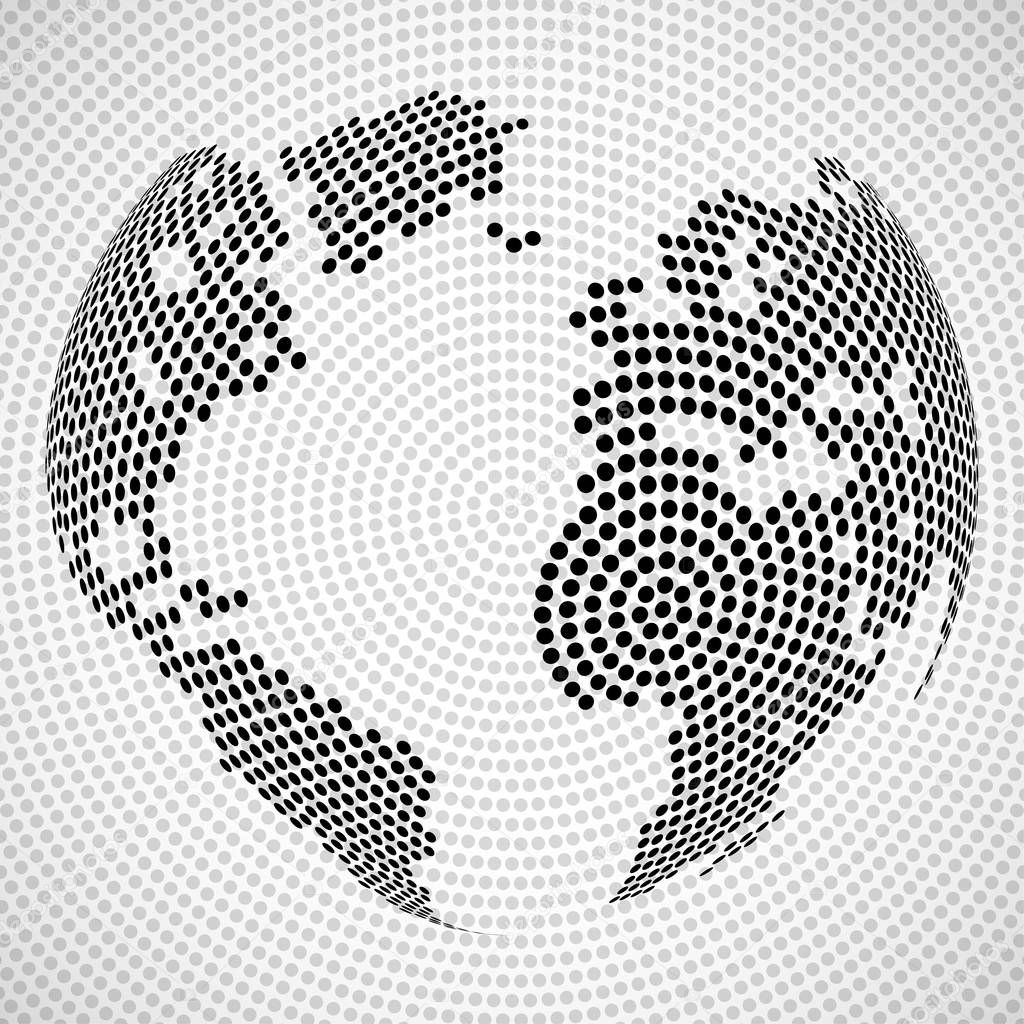 Abstract globe earth of radial dots. Vector illustration. Eps 10