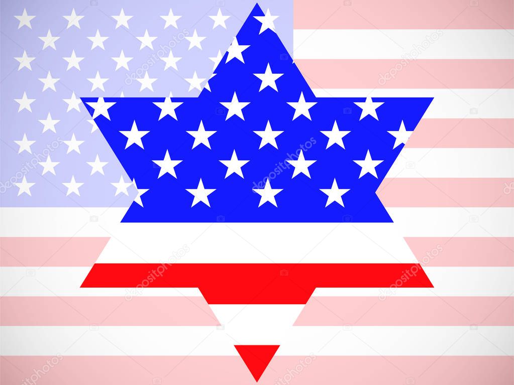 Star of David with america flag inside