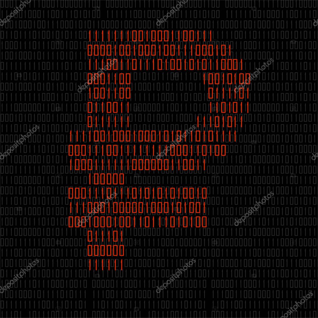 Abstract sign ruble of binary code, technology logo