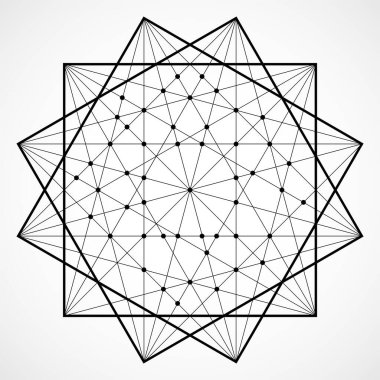 Çokgen elemanı vektör kablosu, bağlı çizgiler ve noktalar ile geometrik figür
