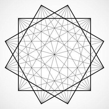 Çokgen elemanı vektör kablosu, bağlı çizgiler ve noktalar ile geometrik figür