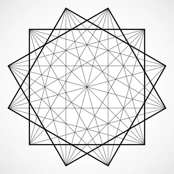 Векторний дротяний каркас багатокутний елемент, геометрична фігура з з'єднаними лініями і точками — стоковий вектор