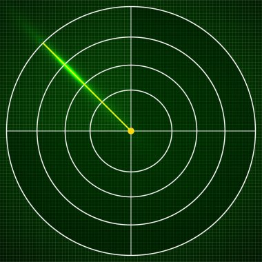 Radar ekran arkaplan, askeri arama sistemi, taramalı sonar ekran