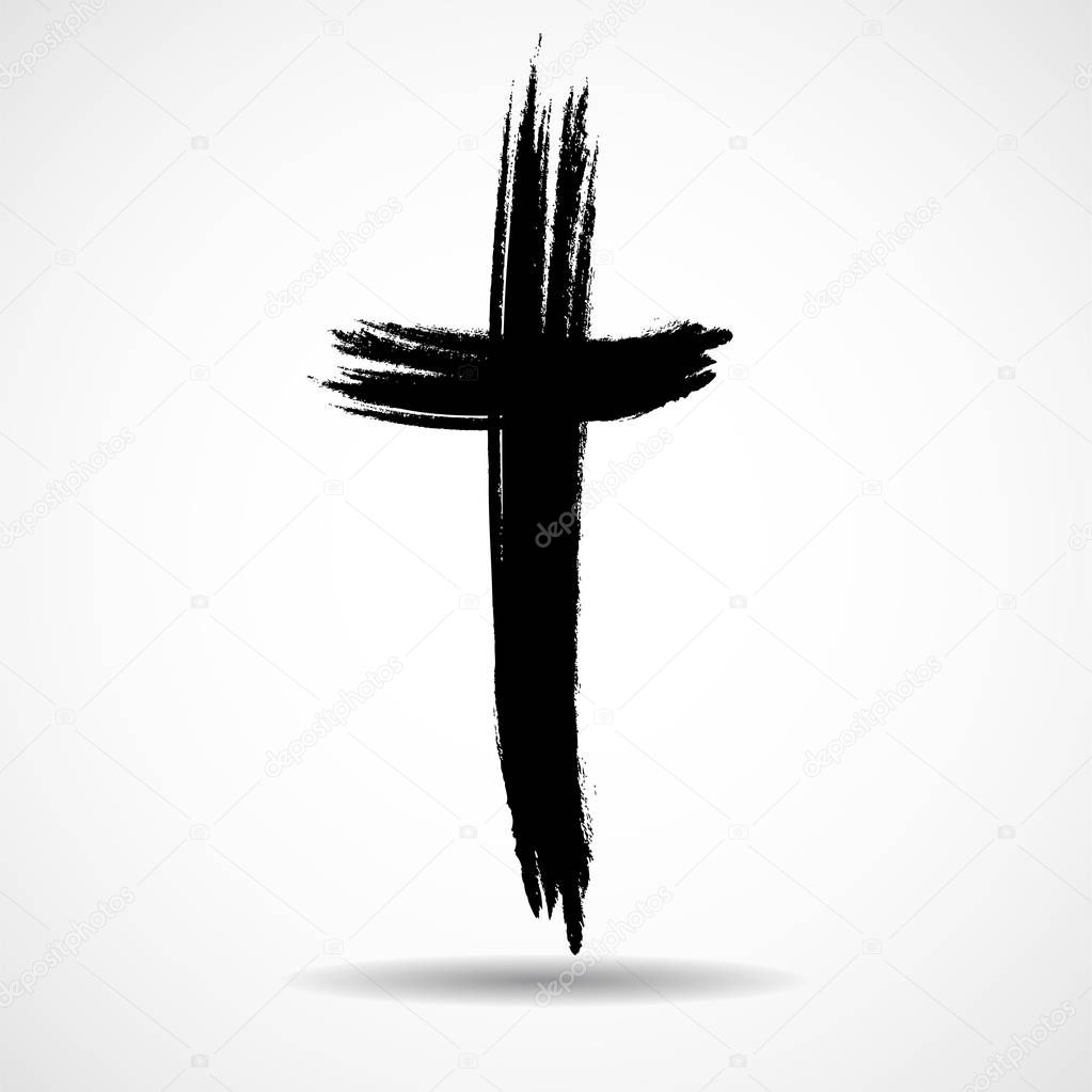 Hand drawn christian cross. Grunge cross. Religion christian symbol