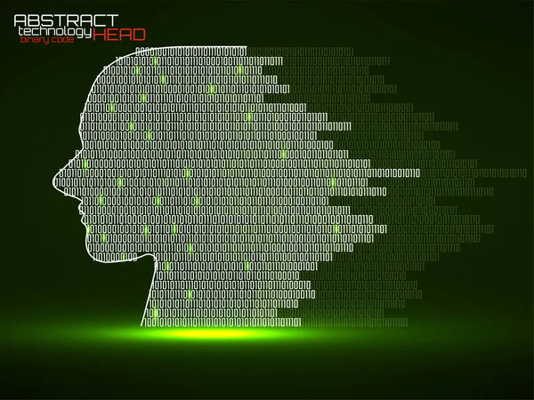 Artificial Intelligence Abstract Human Head Binary Code Technology Backgound — Stock Vector