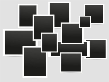 Beyaz kenarlıklı boş fotoğraf çerçevesi seti. Kolaj resminiz için vektör şablonu